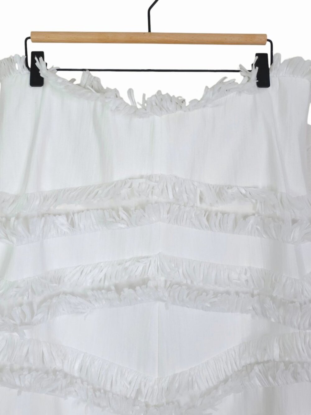 Alexis Fione Dress White Raffia Fringe Strapless‎ Mini Size L - Picture 5 of 14